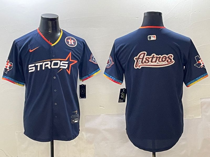 Men Houston Astros Blank Drak Blue Fourth generation Joint Name 2025 Nike MLB Jersey style 11